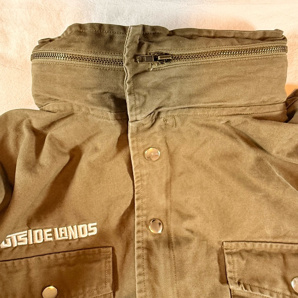 Olive Green Hooded Jacket with Patches - Picture 9 of 11